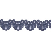 Кружево ажурное с причудливым узором и фестончатым краем, ширина 65 мм, цвет темно-синий, намотка 15 ярдов
