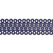 Кружево ажурное, нежная цветочная гирлянда с резным краем в виде петелек, ширина 60 мм, цвет темно-синий, намотка 10 ярдов 