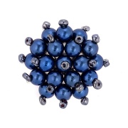 Аппликация с элементами из бисера, цвет синий, диаметр 30 мм