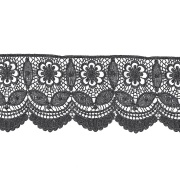 Кружево ажурное, красивая цветочная гирлянда с причудливым узором и резным краем, ширина 105 мм, цвет черный, намотка 15 ярдов