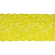 Кружево эластичное, ширина 150 мм, цвет лимонный, намотка 15 ярдов, материал лайкра 