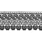Кружево ажурное с нежным причудливым цветочным узором и фестонами по краям, ширина 95 мм, цвет черный, намотка 15 ярдов