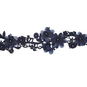 Кружево "Цветочное", воздушная цветочная гирлянда с бусиной в центре каждого цветка, ширина 85 мм, намотка 10 ярдов, цвет темно-синий