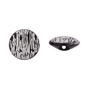 Пуговица пластиковая на полуножке, размер 20L, форма круглая, цвет черный+серебряный