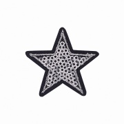 Термоапликация "Звезда" с пайетками, цвет серебряный/основа черная, размер 45х42 мм