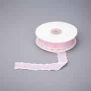Декоративная капроновая лента "в горошек", ширина 25 мм, цвет розовый, намотка 25 ярдов