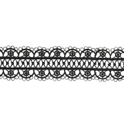 Кружево ажурное матовая нить, ширина 33 мм, цвет черный, намотка 15 ярдов