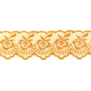 Кружево декоративное, нежная вышивка на тонкой капроновой основе, ширина 40 мм, цвет желтый (157), намотка 10 Y