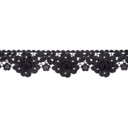 Кружево ажурное матовая нить, ширина 80 мм, цвет черный, намотка 15 ярдов
