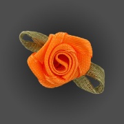 Цветочек из атласной ленты, оранжевый, размер 15 мм