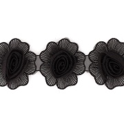 Цветочки из капроновой ленты, цвет черный, ширина 75 мм, намотка 15 ярдов
