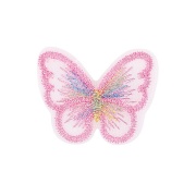 Аппликации бабочки из капрона, размер 37х28 мм  цвет ярко-розовый 
