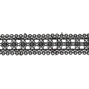 Кружево ажурное с нежным цветочным узором, ширина 30 мм, цвет черный, намотка 10 ярдов 