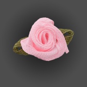 Цветочек из атласной ленты, розовый, размер 15 мм