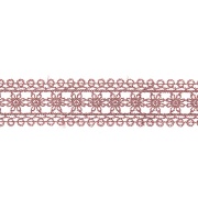 Кружево ажурное с нежным цветочным узором, ширина 30 мм, цвет грязно-розовый, намотка 10 ярдов 