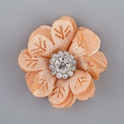 Цветочки декоративные со стразами, цвет персиковый, диаметр 28 мм, 