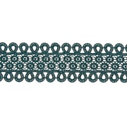 Кружево ажурное, нежная цветочная гирлянда с резным краем в виде петелек, ширина  60 мм, цвет темно-зеленый, намотка 10 ярдов