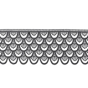 Кружево ажурное, нежная воздушная гирлянда в виде чешуек с резным краем, ширина 120 мм, цвет черный, намотка 15 ярдов