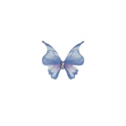 Аппликации бабочки из капрона двухслойная, размер 40х38 мм цвет голубой, стразы белые