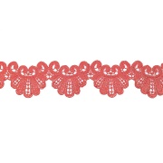 Кружево ажурноес причудливым узором и фестончатым краем, ширина 65 мм, цвет красный, намотка 15 ярдов