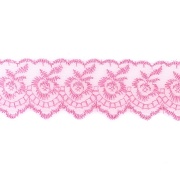 Кружево декоративное, нежная вышивка на тонкой капроновой основе, ширина 40 мм, цвет розовый (05), намотка 10 ярдов