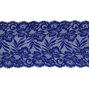 Кружево эластичное, ширина 150 мм, цвет ярко-синий, намотка 15 ярдов, материал лайкра