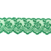 Кружево декоративное, нежная вышивка на тонкой капроновой основе, ширина 40 мм, цвет зеленый (19), намотка 10 ярдов