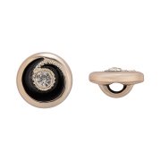 Пуговица пластиковая на ножке, размер 20L, золотая основа с черной эмалью и белой стразой