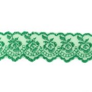 Кружево декоративное, нежная вышивка на тонкой капроновой основе, ширина 40 мм, цвет зеленый (19), намотка 10 ярдов