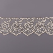 Кружево декоративное, нежная вышивка на тонкой капроновой основе, ширина 40 мм, цвет молочный (02), намотка 