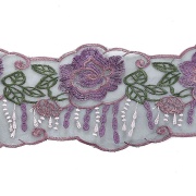 Кружево 3D на капроне, объемная нежная цветочная гирлянда, цвет фиолетовый, ширина 130 мм, намотка 10 ярдов