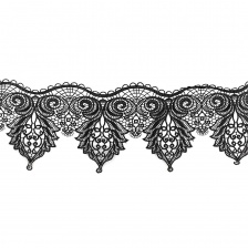 Кружево ажурное, тонкое переплетение причудливых узоров с красивым резным краем, ширина 135 мм, цвет черный, намотка 15 ярдов