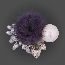 Цветочки декоративные с натуральным мехом, цвет серый, размер 40 мм, 