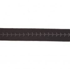 Декоративная тесьма отделочная лампасная со стразами, цвет черный, ширина 32 мм, намотка 50 ярдов