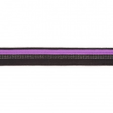 Декоративная тесьма отделочная лампасная  со стразами, цвет черный+фиолетовый, ширина 29 мм, намотка 50 ярдов