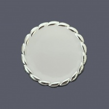 Пуговица пластиковая на ножке, размер 24L, цвет серебряный+белый