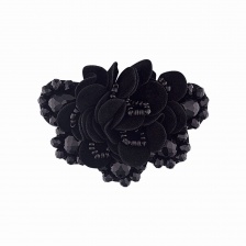 Аппликация с элементами из бисера на фетровой основе, размер 55 мм х70 мм, цвет черный