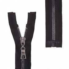 Молния трактор, тип 5, разъемная, длина 70 см, цвет 322 (черный), металлизированная, цвет темный никель, бегунок темный никель, 100 шт/уп (F08)