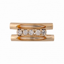 Пряжка декоративная металлическая со стразами, цвет золото+белые стразы, размер 33*13 мм