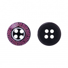 Пуговица пластиковая на четыре прокола, размер 18L, цвет черны/малиновый