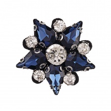 Аппликация с элементами из страз на фетровой основе, цвет темно-синий, размер 30 мм