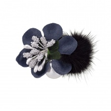 Цветочки декоративные с мехом, размер 50х45 мм, цвет темно-синий,  