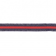 Тесьма букле с бахромой, ширина 20 мм, намотка 45 ярдов, цвет синий+красный