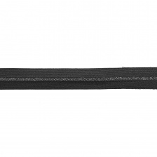 Декоративная тесьма с люрексом, цвет черный+серебро, ширина 25 мм, намотка 15 ярдов 