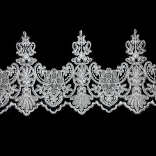 Кружево гипюр, тонкое изящное кружево с цветочным узором, ширина 235 мм, намотка 10 ярдов, цвет сияющий белый 