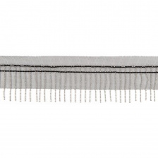 Декоративная тесьма с бахромой отделочная на сетке, ширина 50 мм, цвет черный+цепочка цвет никель, намотка 25 ярдов