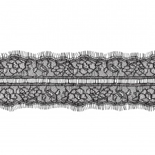 Кружево "Французское", ширина 90 мм, цвет черный, длина 3 метра