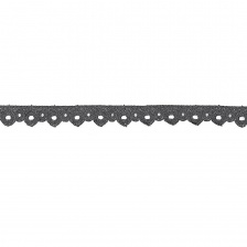 Кружево ажурное, тонкая нежная гирлянда с резным краем, ширина 25 мм, цвет черный, намотка 15 ярдов