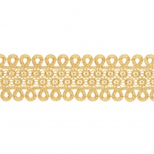 Кружево ажурное, нежная цветочная гирлянда с резным краем в виде петелек, ширина 60 мм, цвет горчичный, намотка 10 ярдов 