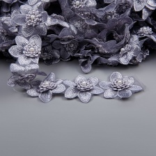 Цветочки из капроновой ленты, ширина 60 мм, намотка 20 ярдов, цвет серый (№ 32)